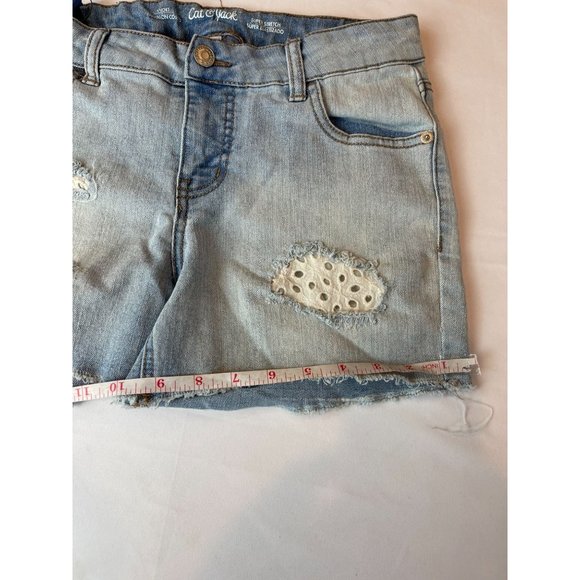 Cat & Jack Women Cut-Off Shorts Mid-Rise Super Stretch Distressed Cotton Blue XL - Picture 6 of 8